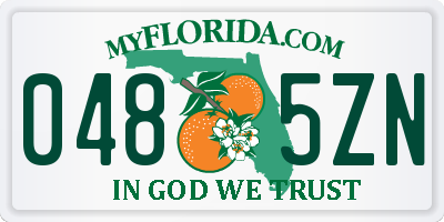 FL license plate 0485ZN