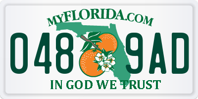 FL license plate 0489AD