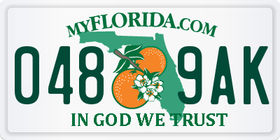 FL license plate 0489AK