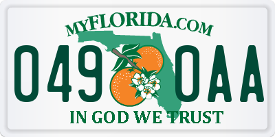 FL license plate 0490AA