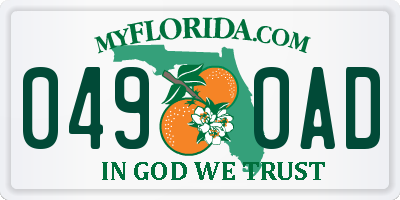 FL license plate 0490AD