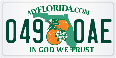 FL license plate 0490AE
