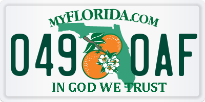 FL license plate 0490AF
