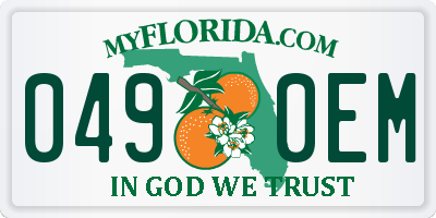 FL license plate 0490EM