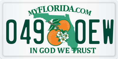 FL license plate 0490EW