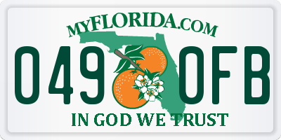 FL license plate 0490FB