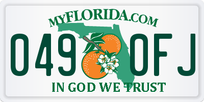 FL license plate 0490FJ