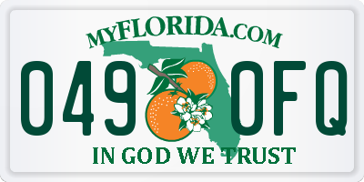 FL license plate 0490FQ
