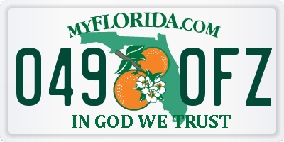 FL license plate 0490FZ
