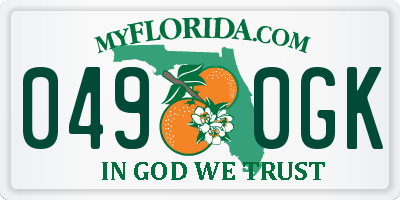 FL license plate 0490GK