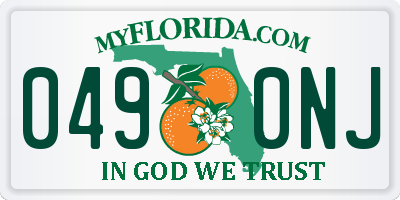 FL license plate 0490NJ