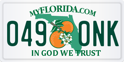 FL license plate 0490NK