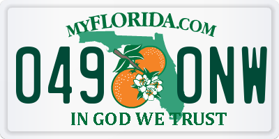 FL license plate 0490NW
