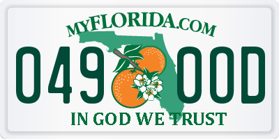 FL license plate 0490OD