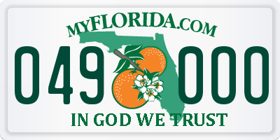 FL license plate 0490OO