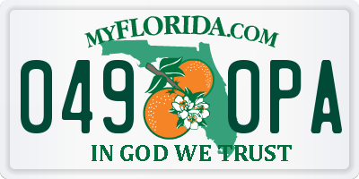 FL license plate 0490PA