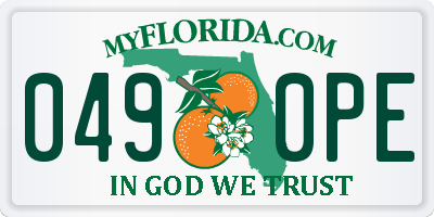 FL license plate 0490PE