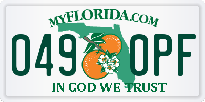 FL license plate 0490PF