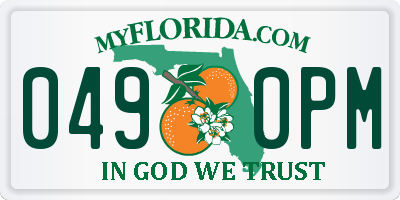 FL license plate 0490PM