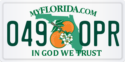 FL license plate 0490PR