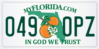 FL license plate 0490PZ