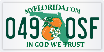 FL license plate 0490SF