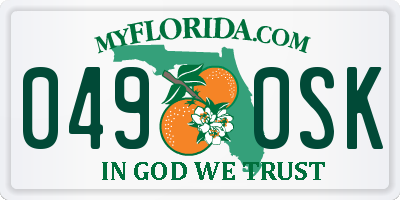 FL license plate 0490SK