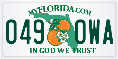 FL license plate 0490WA