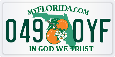 FL license plate 0490YF