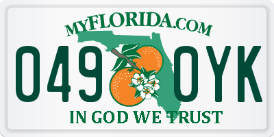 FL license plate 0490YK