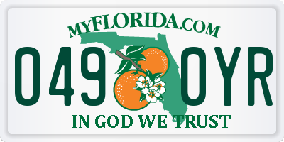 FL license plate 0490YR