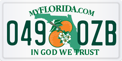 FL license plate 0490ZB
