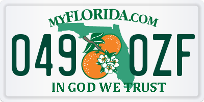FL license plate 0490ZF