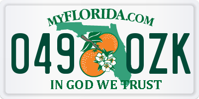FL license plate 0490ZK