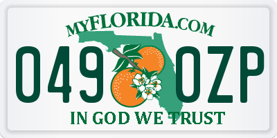 FL license plate 0490ZP