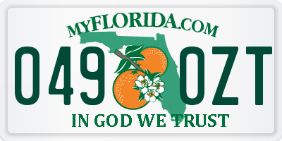 FL license plate 0490ZT