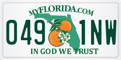 FL license plate 0491NW