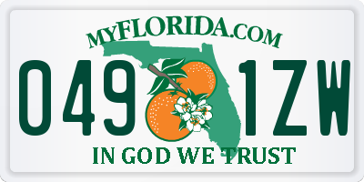 FL license plate 0491ZW