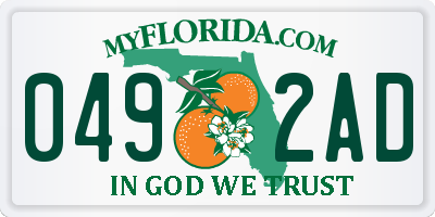 FL license plate 0492AD