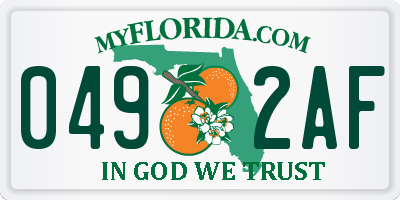 FL license plate 0492AF