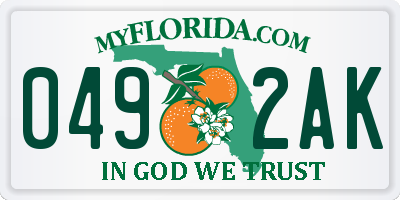 FL license plate 0492AK