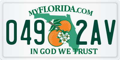 FL license plate 0492AV