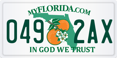 FL license plate 0492AX