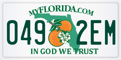 FL license plate 0492EM