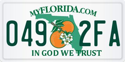 FL license plate 0492FA