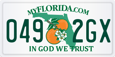 FL license plate 0492GX