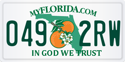 FL license plate 0492RW