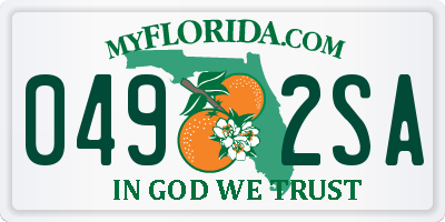 FL license plate 0492SA