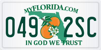 FL license plate 0492SC
