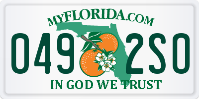 FL license plate 0492SO